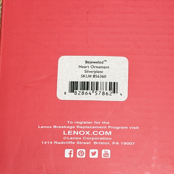 Lenox Heart Ornament Christmas Valentine Ornament #856360 red silver ornament - Picture 5 of 6